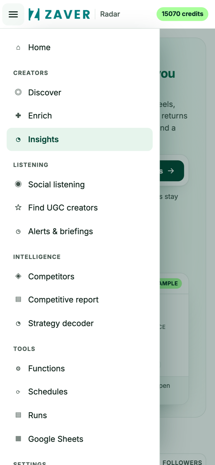 The slide-in navigation menu on a phone
